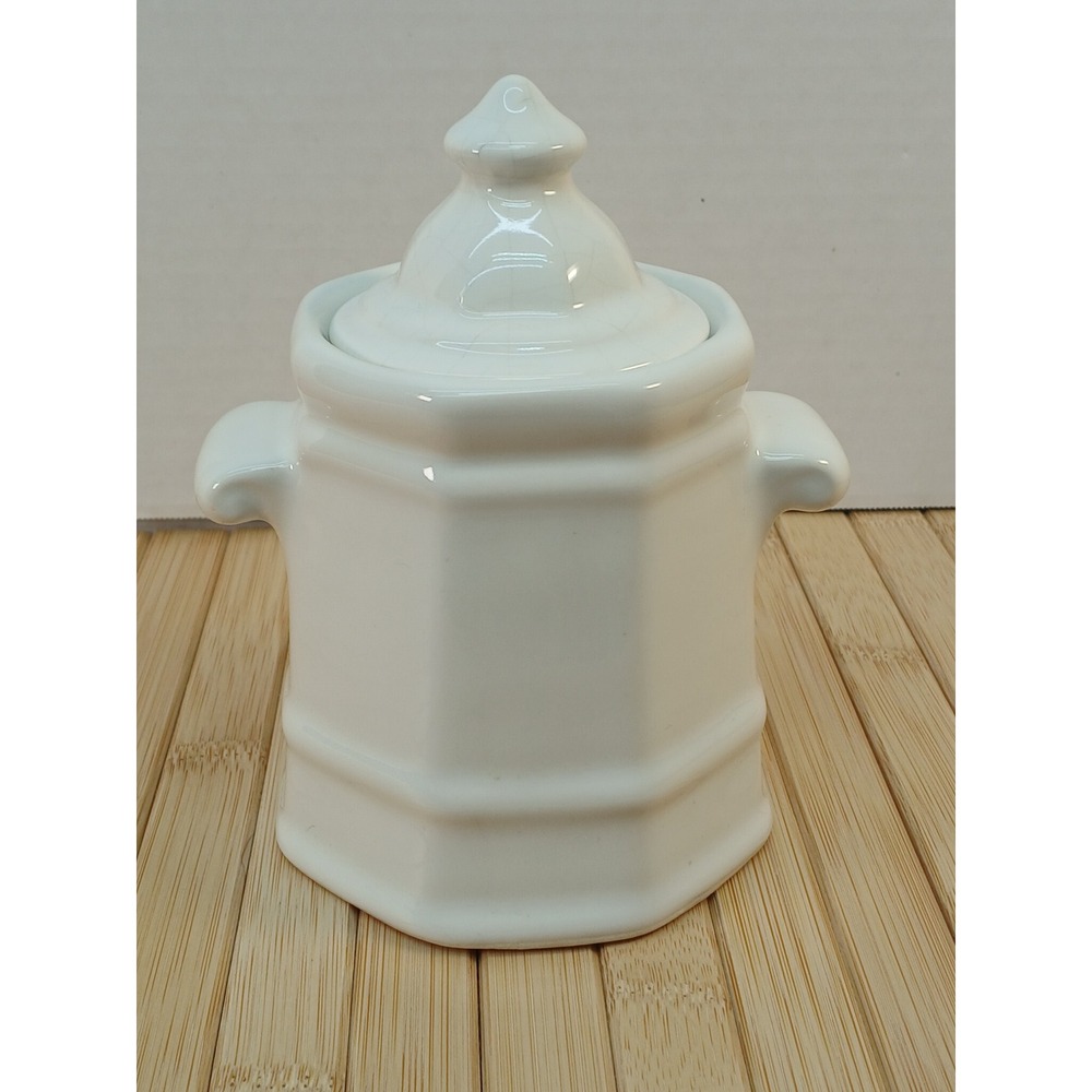 Pfaltzgraff Heritage White Sugar Bowl with Lid Octagonal Stoneware Farmhouse